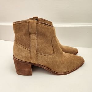 Madewell The Lonnie Truffle Tan Suede leather ankle boots 9.5 Style 8674